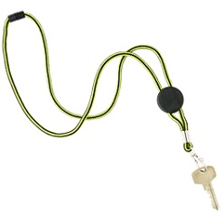 Polyester lanyard with metal carabineer hook, safety closure, plastic button for printing
