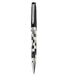 Twist action metal ballpen, Marble barrel design, Chrome clip & trims, Refill - black ink, Laser engraving, Supplied in Bettoni box