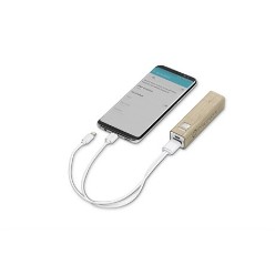 This executive and elegant oak-like battery backup will keep your mobile devices charged up. The 2200 mAh internal battery has enough life to fully charge an iPhone, giving you about 8 hours of additional talk time. The 5V/1A USB output means that it charges at the same rate of most wall chargers. Built in memory Version 2.0 . Available in 2 warm colours. Includes 3Way connector cable which can recharge the battery backup or be used to charge up devices like Android Smartphones from Samsung, Mot....