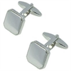 Rhodium plated cufflinks, octangle shaped with classic border trim in presentation box