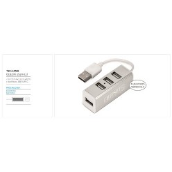 A great promotional giveaway for any event. Add additional ports to any computer with USB capabilities using this 4-port USB hub. 4 USB ports. Version 2.0. Aluminium