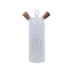Separate Sections for Oil and Vinegar. Includes 2 x Corks - Material: Glass