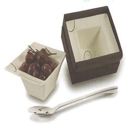 Polished stainless steel olive spoon, olive bowl in a presentation box