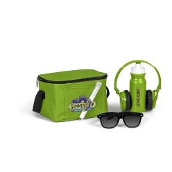 Headphones, Sunglasses, 6 pack cooler bag, 500ml water bottle with a open/close lid