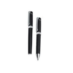 Orion Twist Action Metal Ballpen and Capped Rollerball Set, Refill-Black Ink, Laser Engraving, Supplied in Black Bettobi Box
