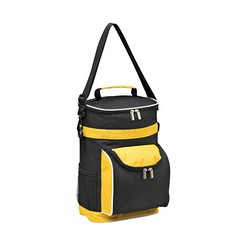 600D self fabric handle PVC lining adjustable shoulder strap, mesh side pockets with elasticated finish front zipper compartment