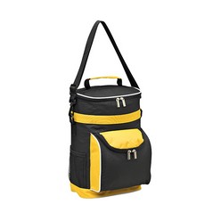 600D self fabric handle PVC lining adjustable shoulder strap, mesh side pockets with elasticated finish front zipper compartment