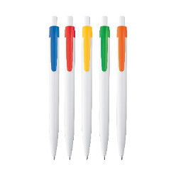 Push-button plastic ballpoint pen.