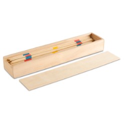 Challenge your imagination and hand-eye coordination with this mini pick up stick set that is not only fun but also tests your patience, control and skills. Contents include: Pick-up sticks, Instruction manual, Packaged in a wooden box with sliding lid Wood