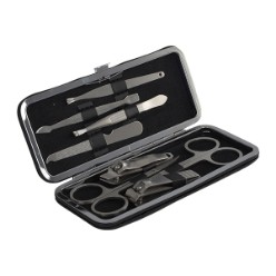 9-piece stainless steel manicure set, Packaged in a PU case, Stainless steel