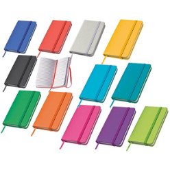 PU Hard cover A5 notebook with elastic strap and book mark. 160 lined pages