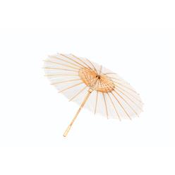 Paper wedding parasol, 42cm diameter, paper cover with wooden straight handle and 22 x elegant bamboo ribs, comes with same-material bag/sleeve, available in white or peach