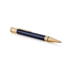 P/Blue Chevron Gold Trim - Ballpoint Pen - Medium Nib - Black Ink