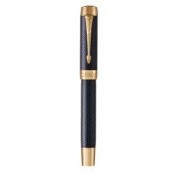 P/Blue Chevron Gold Trim - Fountain Pen Medium - Medium Nib - Black Ink