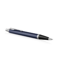 Blue Chrome Trim - Ballpoint Pen - Medium Nib - Blue Ink