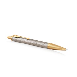 PW Silver Gold Trim - Ballpoint Pen - Medium Nib - Blue Ink