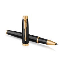 B/Lacquer Gold Trim - Rollerball Pen - Fine Nib - Black Ink
