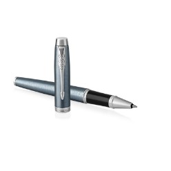 LB Grey Chrome Trim - Rollerball Pen - Fine Nib - Black Ink