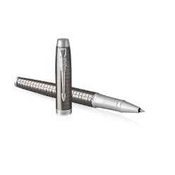 D/E Chiselled Chrome Trim - Rollerball Pen - Fine Nib - Black Ink