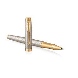 PW Silver Gold Trim - Rollerball Pen - Fine Nib - Black Ink