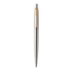 S/Steel Gold Trim - Ballpoint Pen - Medium Nib - Blue Ink