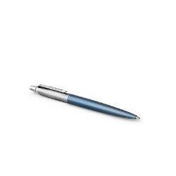 W/Blue Chrome Trim - Ballpoint Pen - Medium Nib - Blue Ink