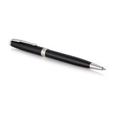 Blk Chrome Trim - Ballpoint Pen - Medium Nib - Black Ink