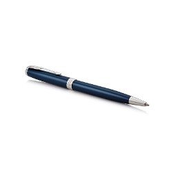 Blu Chrome Trim - Ballpoint Pen - Medium Nib - Black Ink
