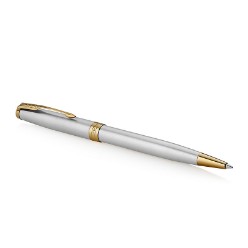Steel Gold Trim - Ballpoint Pen - Medium Nib - Black Ink