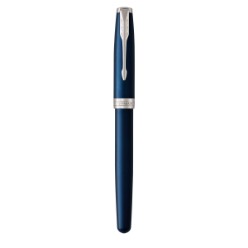 Blu Chrome Trim - Fountain Pen - Medium 18k Gold Nib - Black Ink