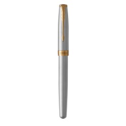 Steel Gold Trim - Fountain Pen - Medium Nib - Black Ink