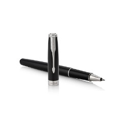 Blk Chrome Trim - Rollerball Pen - Fine Nib - Black Ink