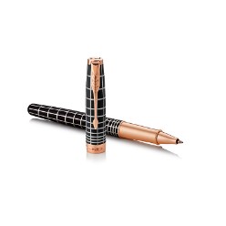 B/Pink Gold Trim - Rollerball Pen - Fine Nib - Black Ink