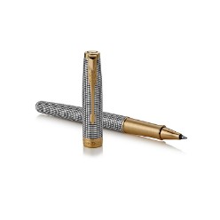 Silver Gold Trim - Rollerball Pen - Fine Nib - Black Ink
