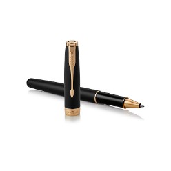 Black Gold Trim - Rollerball Pen - Fine Nib - Black Ink