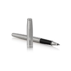 Steel Chrome Trim - Rollerball Pen - Fine Nib - Black Ink