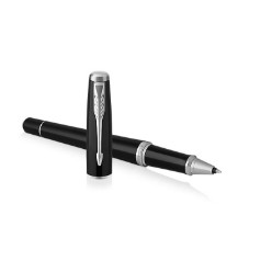 Black Chrome Trim - Rollerball Pen - Fine Nib - Black Ink