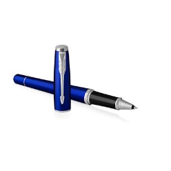NS/Blue Chrome Trim - Rollerball Pen - Fine Nib - Black Ink