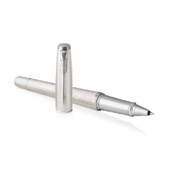 M/Chiselled Chrome Trim - Rollerball Pen - Fine Nib - Black Ink