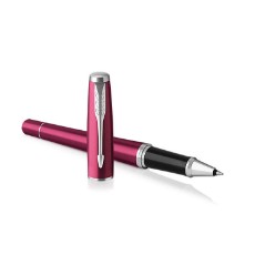 Magenta Chrome Trim - Rollerball Pen - Fine Nib - Black Ink