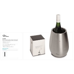 A beautifully designed stainless steel wine cooler with the Paul Bocuse logo that will make a perfect and most favourable gift. Double wall outer layer 0.5mm thickness . Inner layer 0.5mm thickness. Fits any bottle securely. Includes a pre-branded presentation box ? Stainless steel