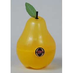 A Pear container that is available in various colours that can be customised with Pad printing with your logo and other methods.