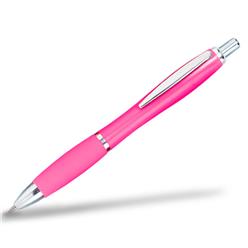 Plastic pen with metallic clip