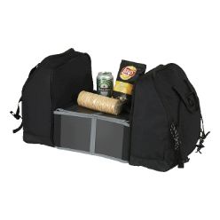 Expandable middle main compartment doubles as work station side zippered compartment with small zippered organiser side zippered compartment with waterproof lining Material: 600D, PU