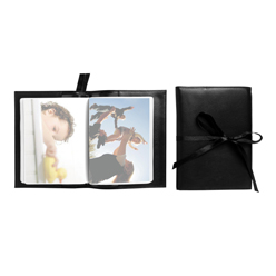 Genuine leather picture album, Holds 40 pictures, ribbon closure, embossing, gift boxed