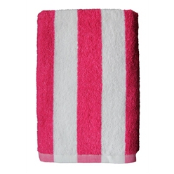 Pink and white stripe beach towel - 100% cotton