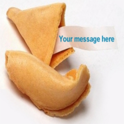 Customised fortune cookies in clear cello paper wrapper. Customise your own fortune cookie with your personalised message, logo, inspiration or company mission.