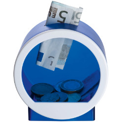 Plastic money box with removable plate
