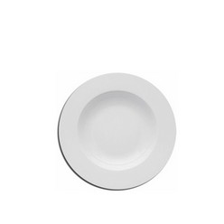 The product is a white round plate with a diameter of 255 mm. The item can be used for dinner or lunch purpose. The colour of the plate is white, and it is made out of glass. White is the only colour available in this design, and the minimum quantity is 50. This plate is very durable and goes with almost every occasion ranging from official corporate party to a dinner party. The product has a very narrow rim which gives it a sleek finish.