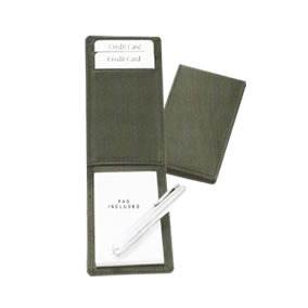 Black Nappa leather Pocket Jotter with credit card pockets, supplied with 1 extra notepad, in gift box, pen not included
